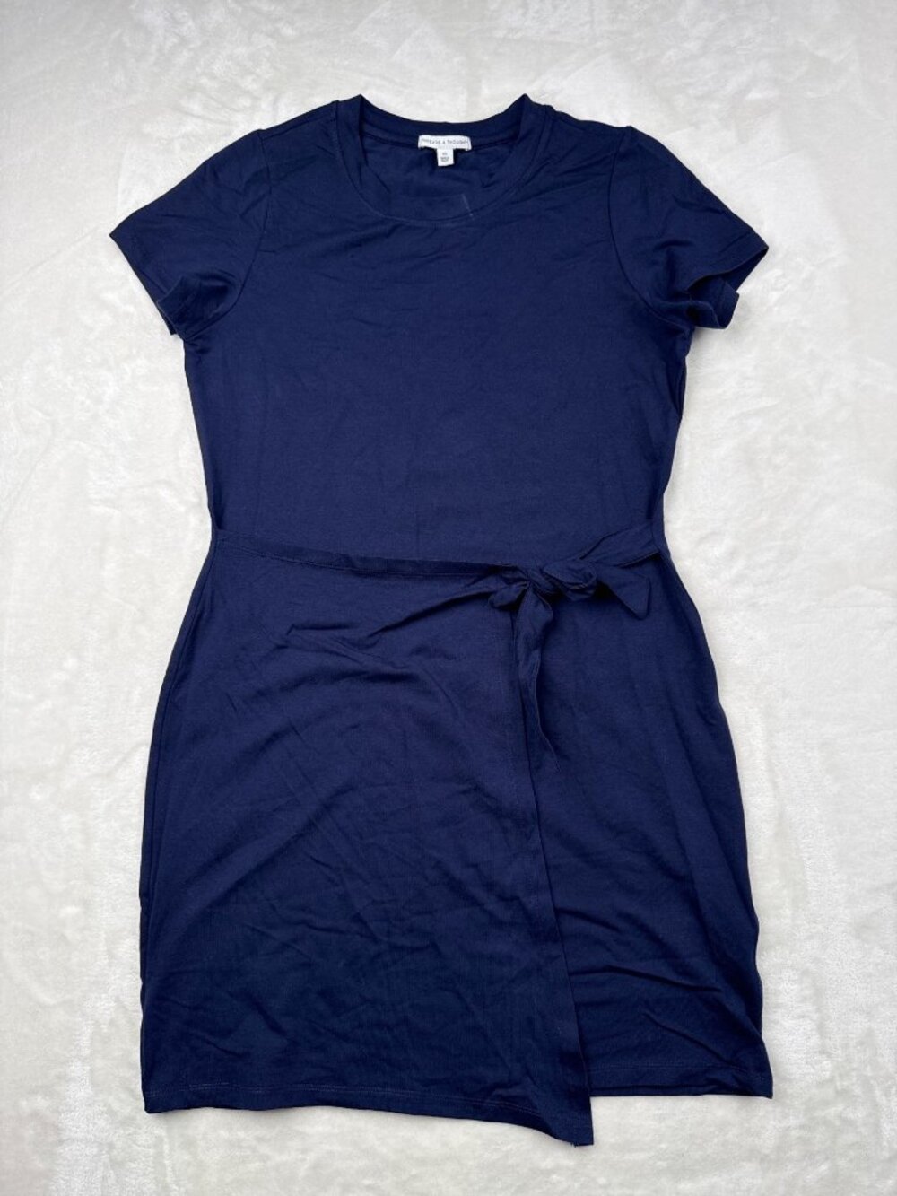 Threads 4 Thought Navy Short Sleeve Tie-Waist Dress XS Modal Blend